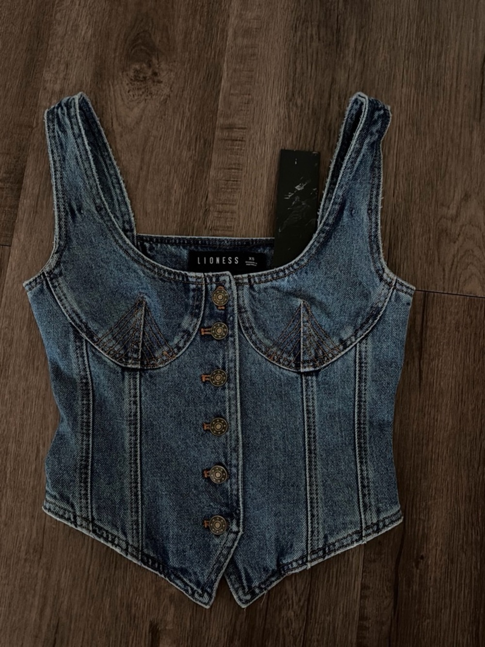 Lioness Denim Corset Top in Blue